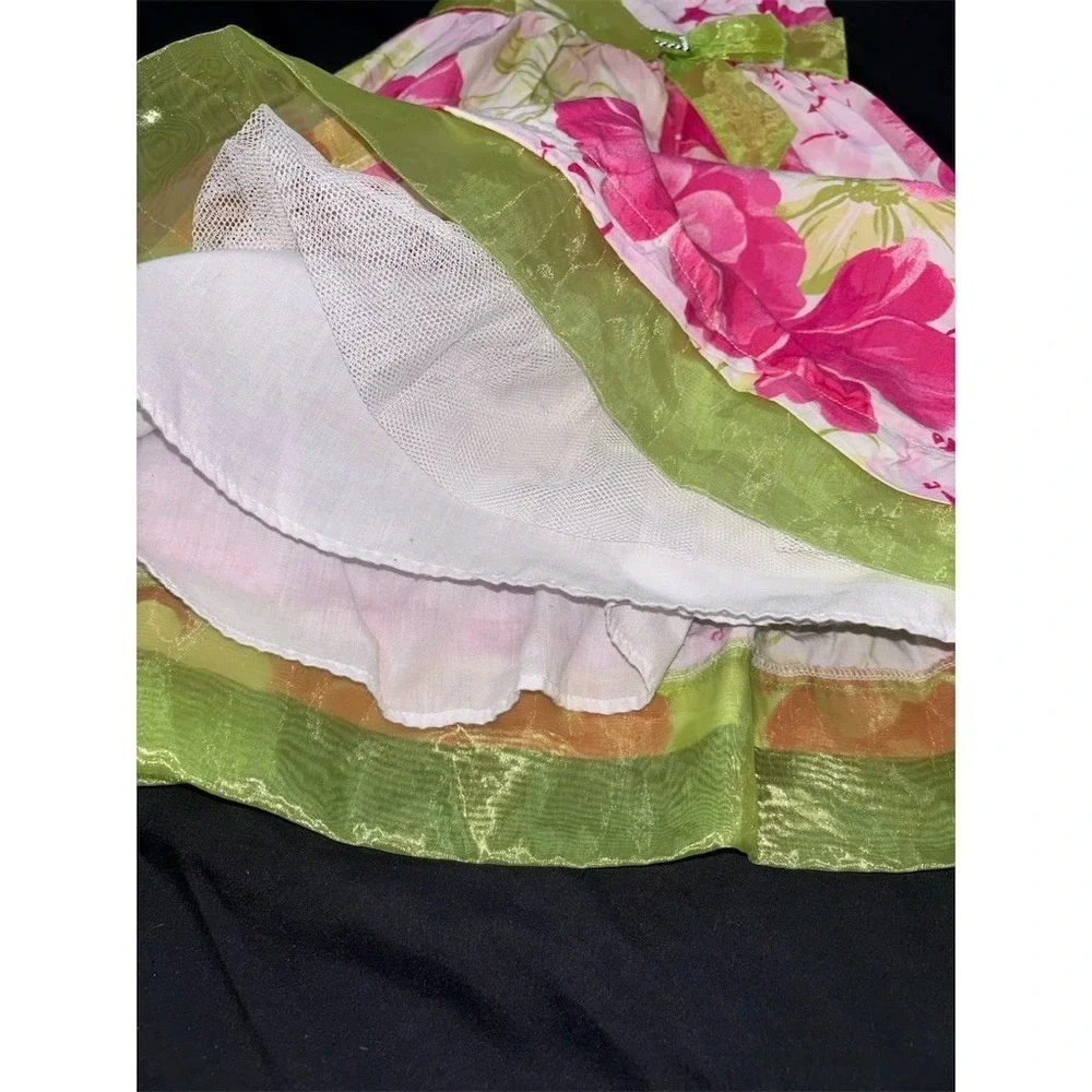 Emma's Garden Girls Floral Fit & Flare Party Dress Pink Green Size 4T oks money